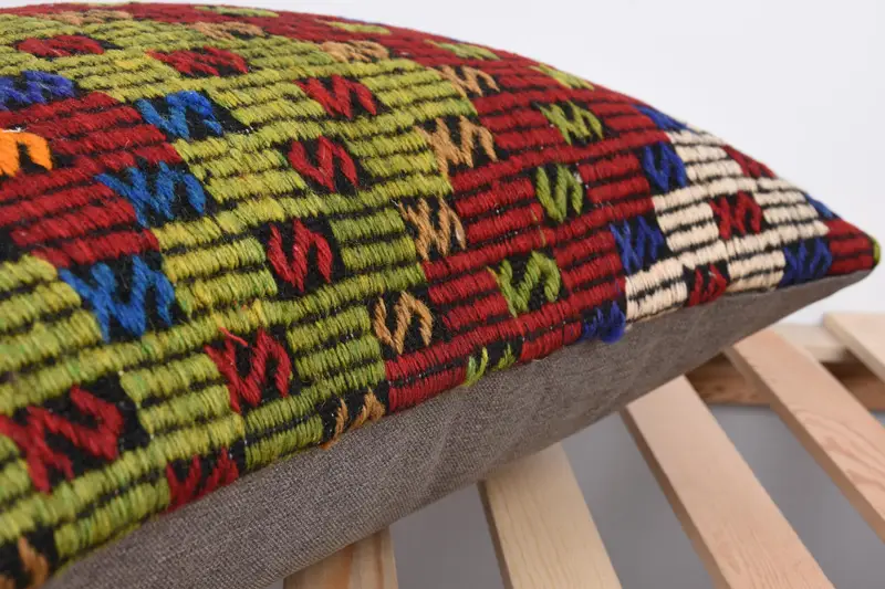 Gift Pillow, 16x24 Green Pillow, Cushion, Vintage Kilim Throw Pillow, Vintage Pillow, Crochet Pattern Pillow Case, Outdoor Patio Cushion - 7