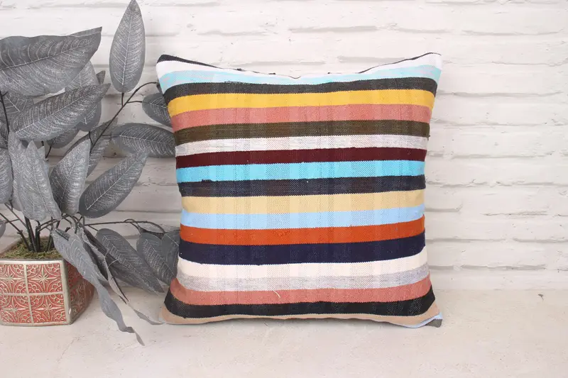 Boho Pillow Sham Cover, 18x18 Green Cushion, Kilim Pillow, Kilim Pillow Cover, Pillow Case, Handmade Cushion Cover - 1
