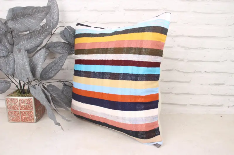Boho Pillow Sham Cover, 18x18 Green Cushion, Kilim Pillow, Kilim Pillow Cover, Pillow Case, Handmade Cushion Cover - 4