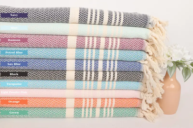 Wedding Gift, Personalized Hand Towel, Wedding Favors, Best Friend Gift Ideas, Customized Turkish Towel, Summer Towel, 40x18 Cotton Striped Towel - 1