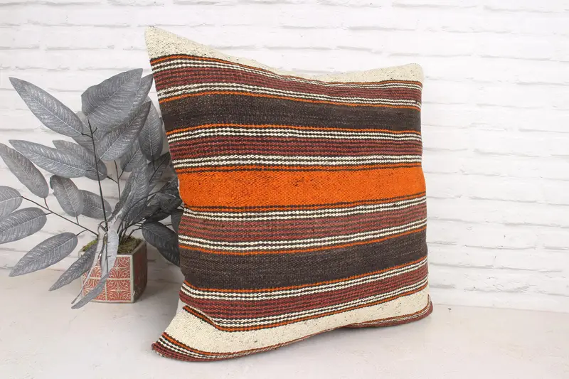 24x24 Red Cushion, Sofa Pillow Case, Kilim Cushion Sham, Kilim Pillow, Shabby Chic Cushion, Pillow Case, Pillow for Couch - 3