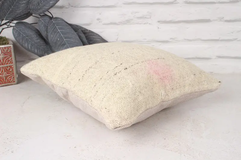 12x12 Beige Pillow, Pillow Case, Ethnical Kilim Rug Pillow, Couch Pillow, Kilim Cushion Sham, Armchair Pillow, Home Decor Pillow - 6