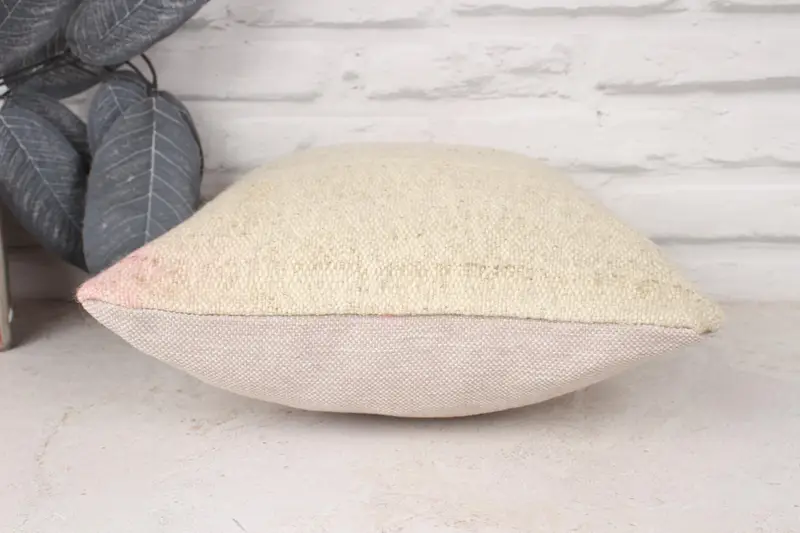 12x12 Beige Pillow, Pillow Case, Ethnical Kilim Rug Pillow, Couch Pillow, Kilim Cushion Sham, Armchair Pillow, Home Decor Pillow - 5