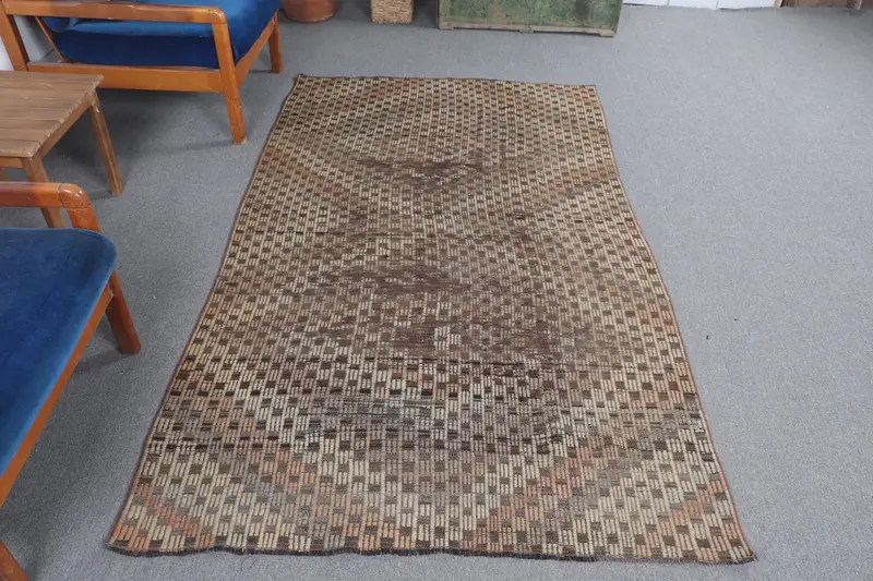 Green Moroccan Rug, 4,2x7,3 ft Elegant Decor