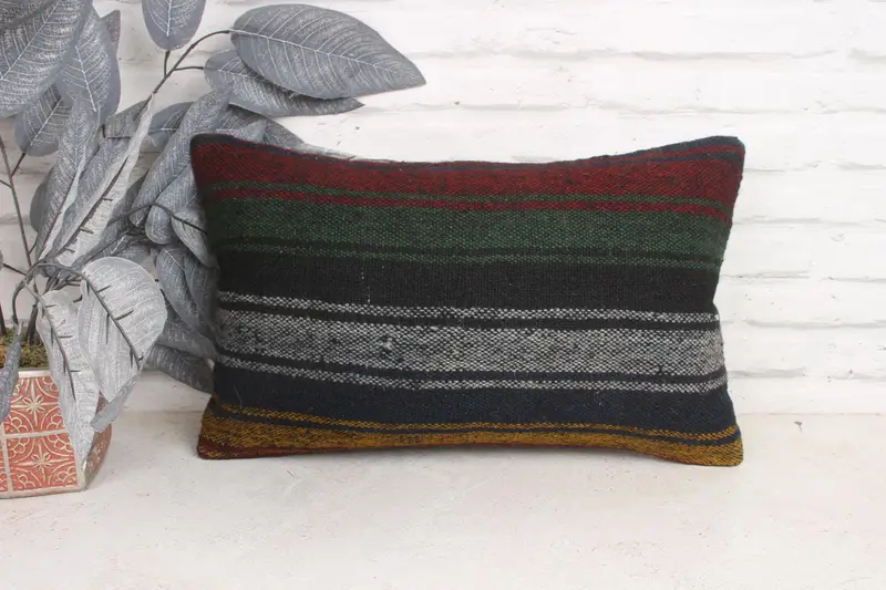 Sofa Bolster Pillow Sham, Outdoor Bolster Cushion, Vintage Kilim Pillow, Cushion, Pillow for Couch, 12x20 Red Cushion, Kilim Pillow Cover - 1