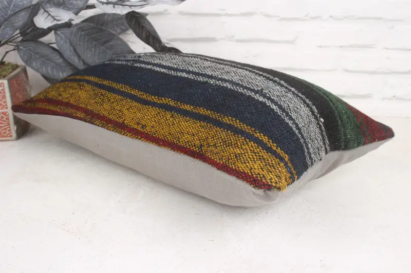 Sofa Bolster Pillow Sham, Outdoor Bolster Cushion, Vintage Kilim Pillow, Cushion, Pillow for Couch, 12x20 Red Cushion, Kilim Pillow Cover - 6