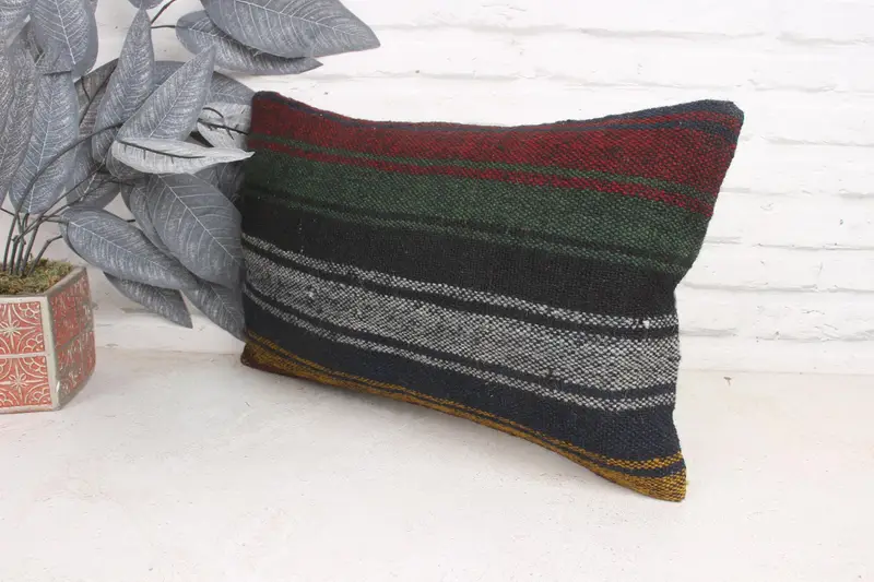 Sofa Bolster Pillow Sham, Outdoor Bolster Cushion, Vintage Kilim Pillow, Cushion, Pillow for Couch, 12x20 Red Cushion, Kilim Pillow Cover - 4