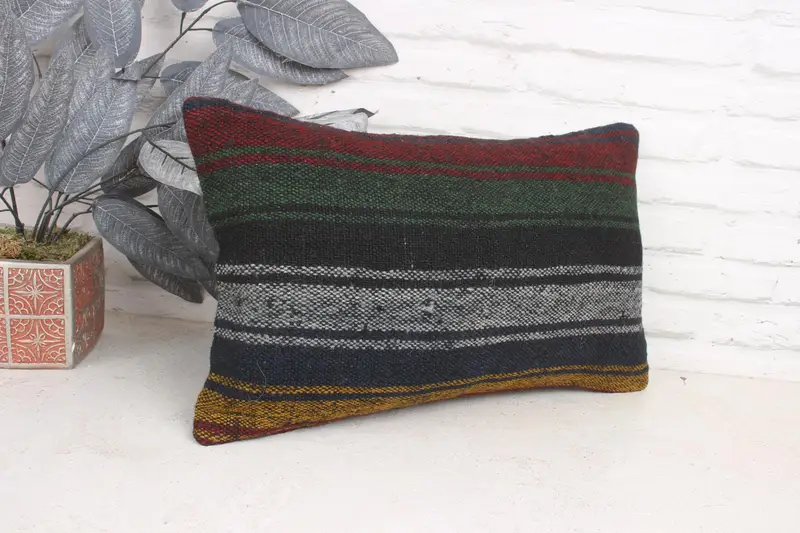 Sofa Bolster Pillow Sham, Outdoor Bolster Cushion, Vintage Kilim Pillow, Cushion, Pillow for Couch, 12x20 Red Cushion, Kilim Pillow Cover - 3