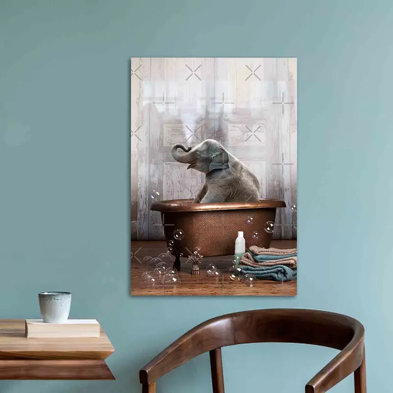 エレガントなプリントガラス: モダンな象のバスルーム装飾