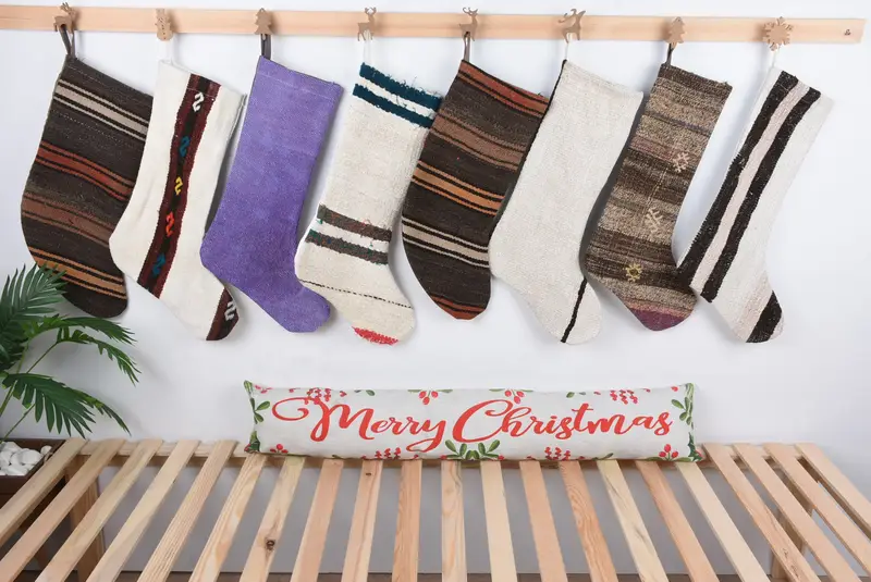 Şenlik Kilim Noel Çorabı, 8 inç Süs Çorapları