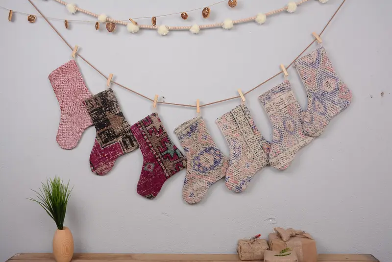 Patrón de adornos navideños, calcetín navideño de 6 pulgadas de ancho