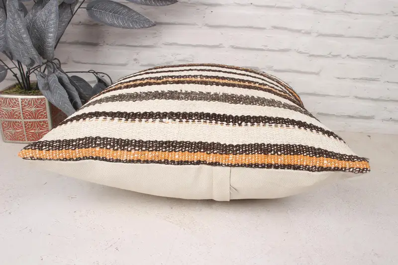 Ethnical Kilim Rug Pillow, Southwestern Pillow, Pillow for Couch, Kilim Cushion Sham, 18x18 White Cushion Cover, Pillow Cover - 5