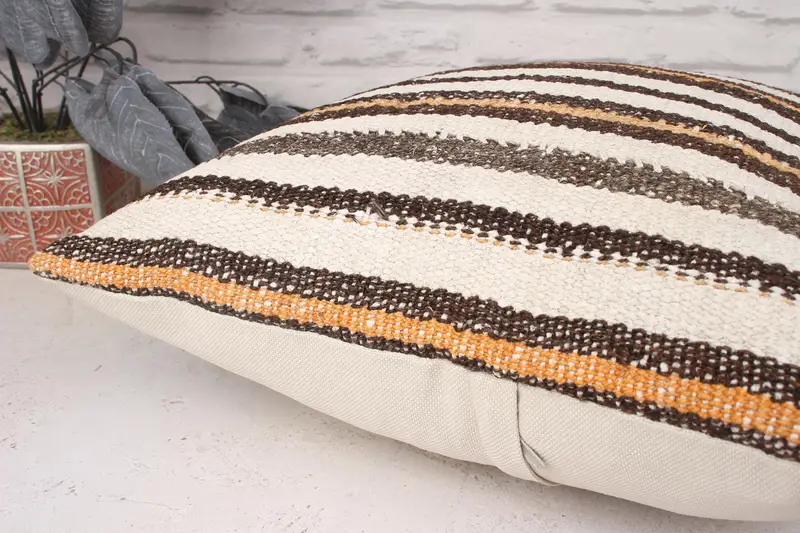 Ethnical Kilim Rug Pillow, Southwestern Pillow, Pillow for Couch, Kilim Cushion Sham, 18x18 White Cushion Cover, Pillow Cover - 6