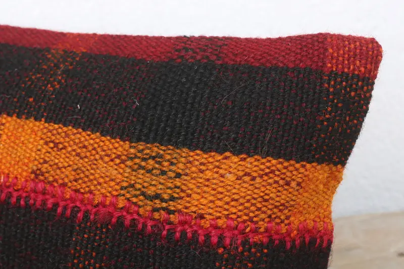 Hippie Throw Cushion Cover, Boho Pillow, Pillow for Couch, Vintage Kilim Pillow, Southwestern Pillow, 8x16 Red Pillow Cover, Pillow Case - 5