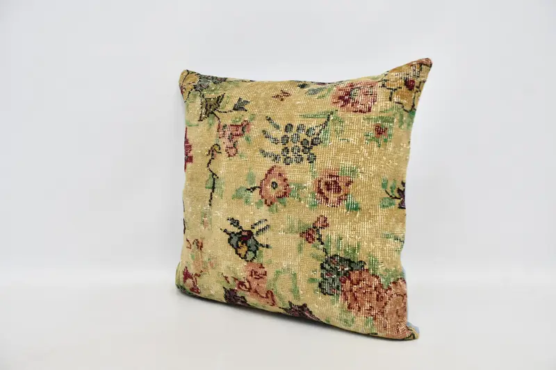 Aesthetic Pillow Sham, Retro Cushion Cover, Kilim Pillow, Kilim Cushion Sham, 24x24 Beige Cushion Cover, Vintage Pillow, Pillow Case - 4
