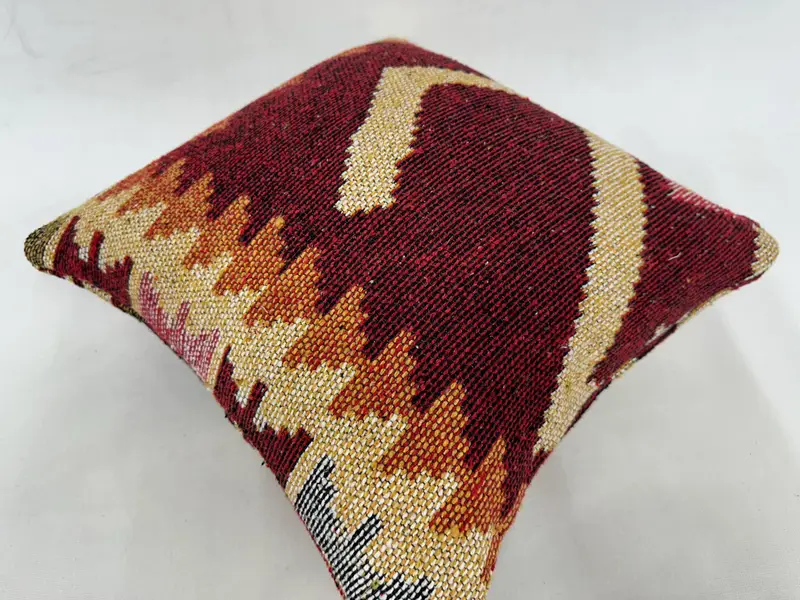 Interior Designer Pillow, Throw Kilim Pillow, Ikat Pillow, Pillow Case, Toss Pillow Case, Kilim Cushion Sham, 16x16 Red Cushion Cover - 6