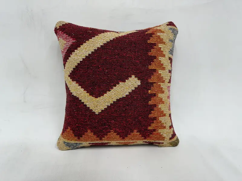 Interior Designer Pillow, Throw Kilim Pillow, Ikat Pillow, Pillow Case, Toss Pillow Case, Kilim Cushion Sham, 16x16 Red Cushion Cover - 1