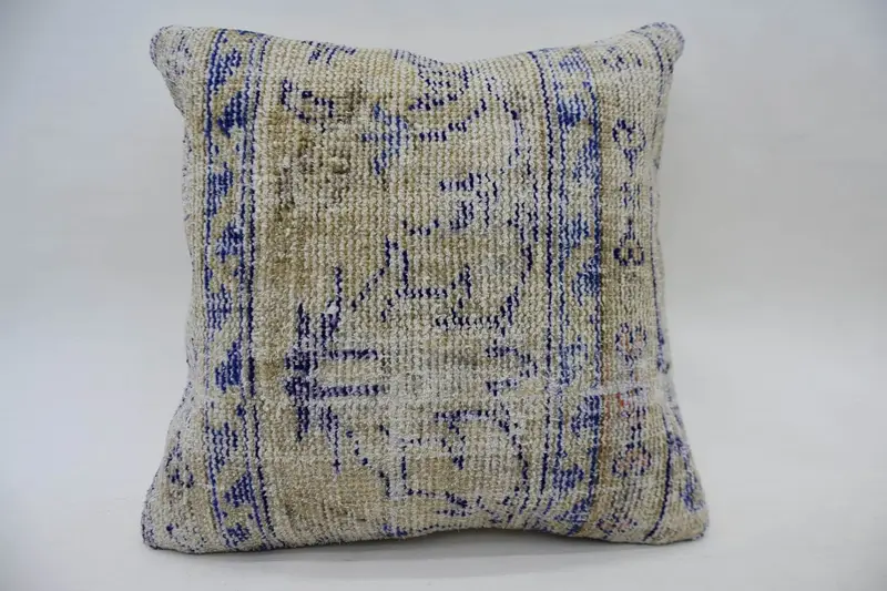 Home Decor Pillow, Custom Pillow, Pillow Cover, Bolster Cushion Cover, Turkish Kilim Pillow, 18x18 Beige Cushion Case, Kilim Cushion Sham - 1