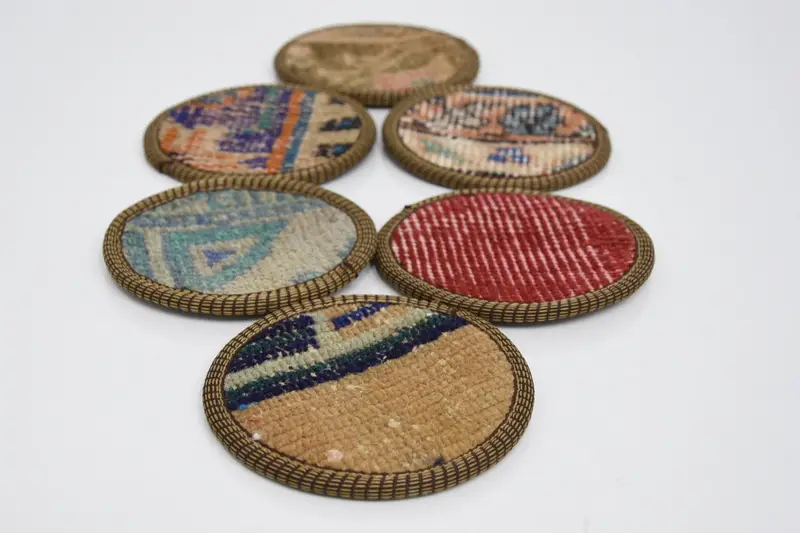 Rustic Orange and Red Coasters, Durable Kitchen Decor Coasters