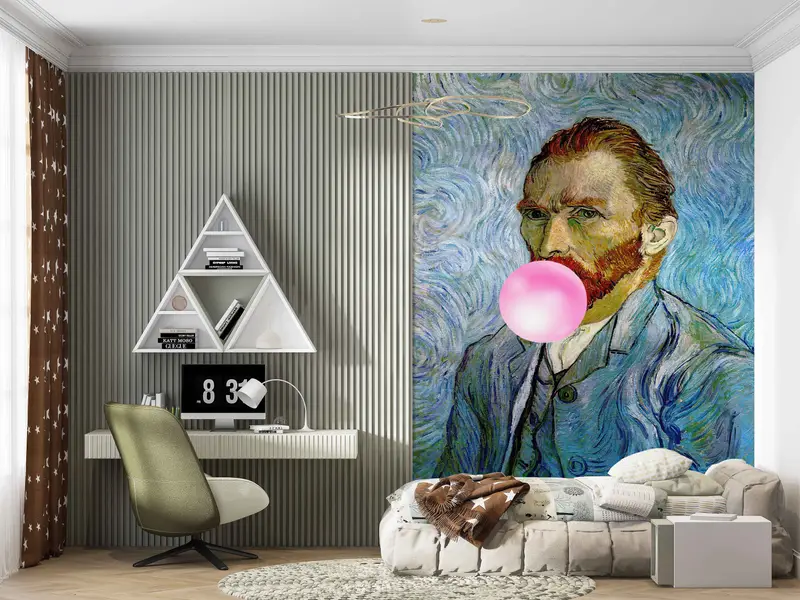 Zarif Baskılı Duvar Kağıdı: Van Gogh'un Pembe Balonlu Sakız Başyapıtı