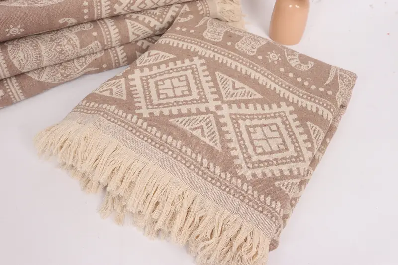Woven Blanket, Turkish Throw Blanket, 96x92 Cotton Elephant Design Towel, Bridal Shower Gift, Home Decor Gifts, Turkish Bedcover, Bridesmaid Gifts - 6