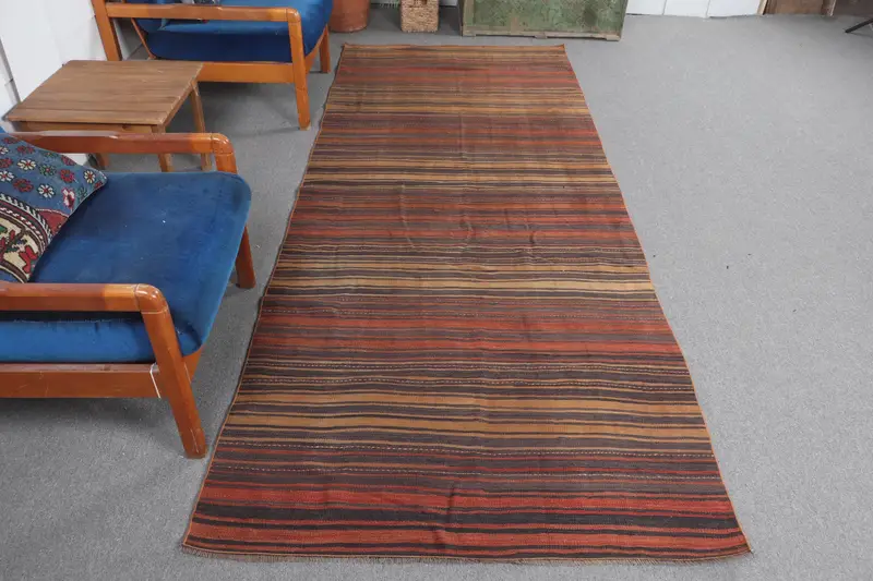 オレンジ サウスウェスタン ラグ、3.9x9.9 フィート ベージュ アクセント