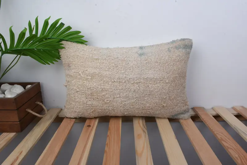 Vintage Kilim Throw Pillow, Cushion, 12x20 Beige Cushion Case, Custom Pillow Case, Tribal Pillow, Throw Kilim Pillow, Vintage Pillow - 1