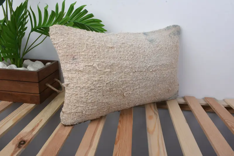 Vintage Kilim Throw Pillow, Cushion, 12x20 Beige Cushion Case, Custom Pillow Case, Tribal Pillow, Throw Kilim Pillow, Vintage Pillow - 4