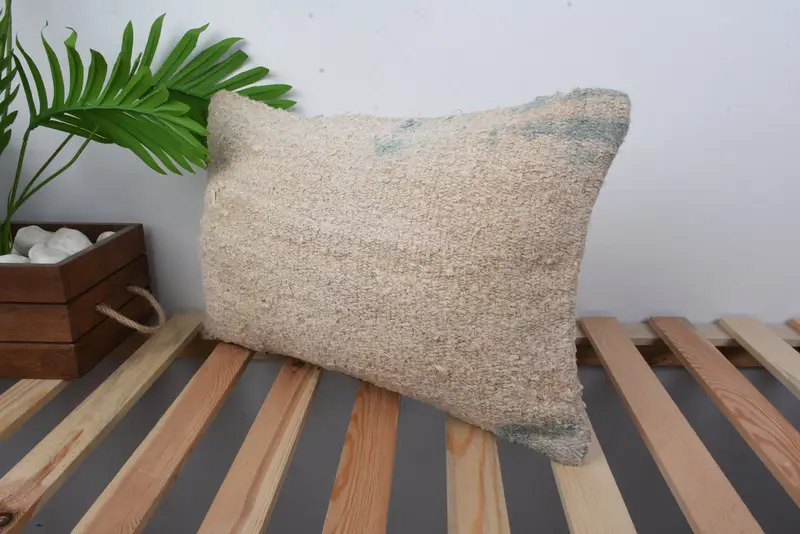 Vintage Kilim Throw Pillow, Cushion, 12x20 Beige Cushion Case, Custom Pillow Case, Tribal Pillow, Throw Kilim Pillow, Vintage Pillow - 5