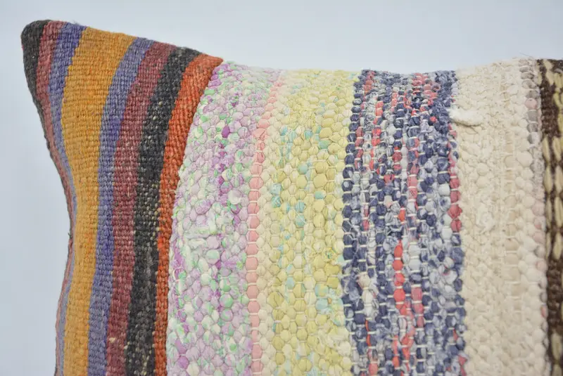 One Of A Kind Cushion Case, Vintage Kilim Pillow, Cushion, Antique Pillows, 12x24 Brown Pillow Sham, Vintage Pillow, Bench Pillow Cover - 2