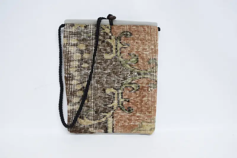 Bolso de hombro minimalista de lana con motivo vintage, bolso Kilim