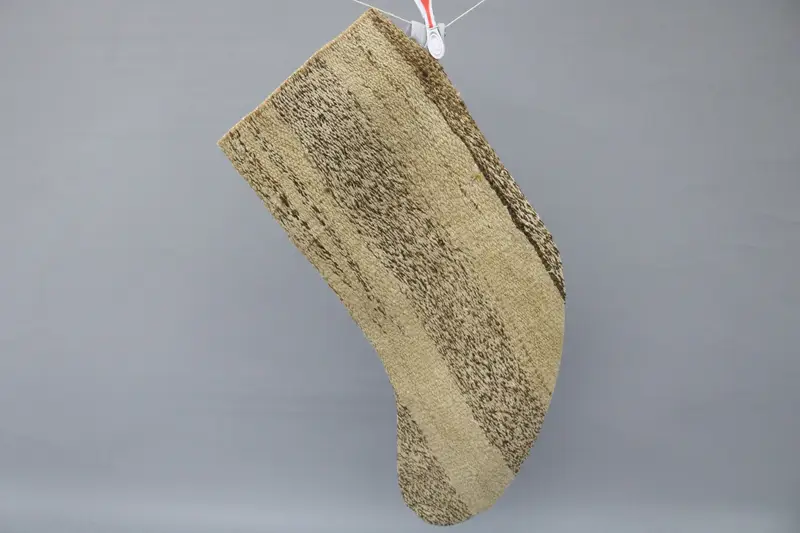 ブラウン & ベージュ 9 インチ クリスマス オーナメント ストッキング、お祝いの休日の装飾