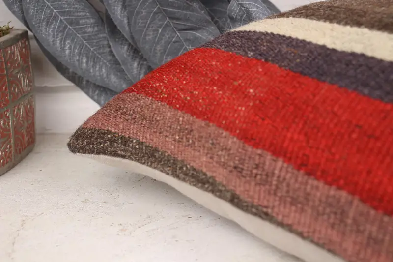 Boho Pillow, Pillow Sham, Anatolian Pillow Case, Decorative Bolster Cushion Cover, Pillow for Sofa, Aztec Cushion, Kilim Pillow, 12x24 Brown Cushion - 7