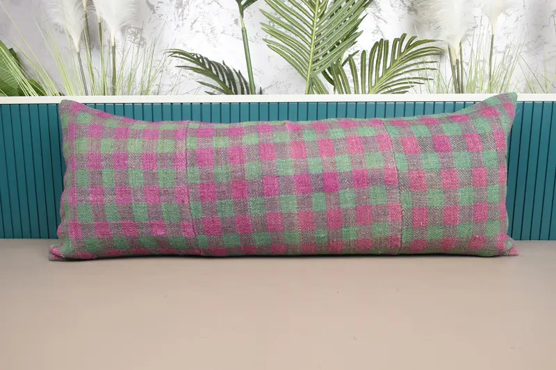 Turkish Pink Pillow Case, Decorative Antique Rectangle Home Refresh Cushion - 1