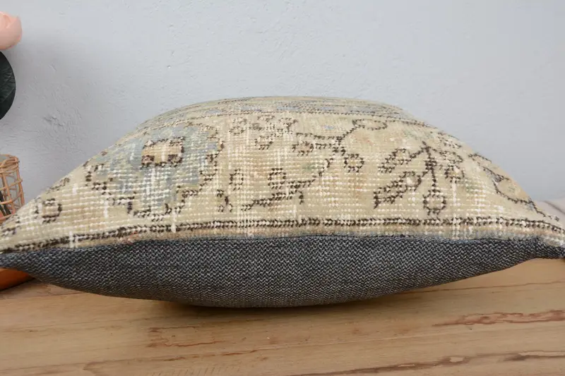 20x20 Beige Pillow Cover, Cushion Case, Natural Cushion, Outdoor Pillow Case, Boho Pillow, Kilim Pillow, Ethnical Kilim Rug Pillow - 5