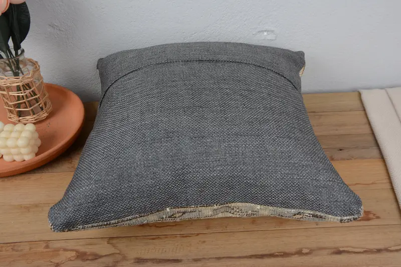 20x20 Beige Pillow Cover, Cushion Case, Natural Cushion, Outdoor Pillow Case, Boho Pillow, Kilim Pillow, Ethnical Kilim Rug Pillow - 6