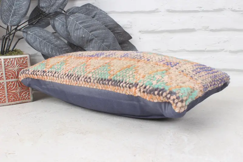 Handmade Throw Cushion, Turkish Kilim Pillow, Vintage Kilim Pillow, 8x16 Orange Cushion, Pillow for Sofa, Pillow Cover, Chair Cushion, Tribal Pillow - 6