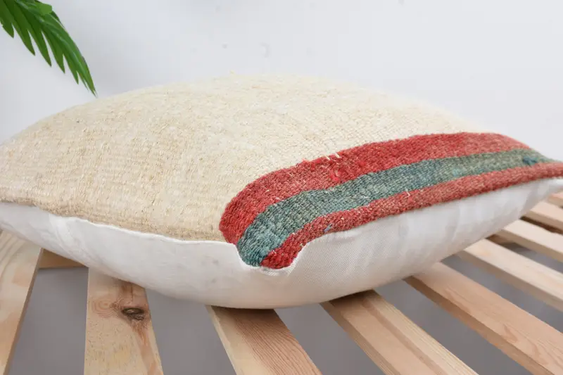 Armchair Cushion Case, Interior Designer Pillow, Anatolian Pillow Cover, 16x16 Beige Pillow, Kilim Pillow, Throw Kilim Pillow, Pillow Sham - 6