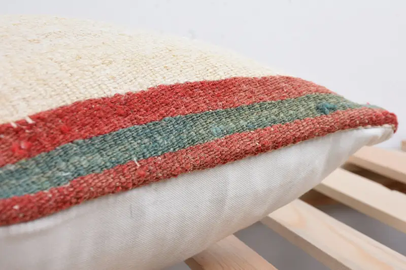 Armchair Cushion Case, Interior Designer Pillow, Anatolian Pillow Cover, 16x16 Beige Pillow, Kilim Pillow, Throw Kilim Pillow, Pillow Sham - 7