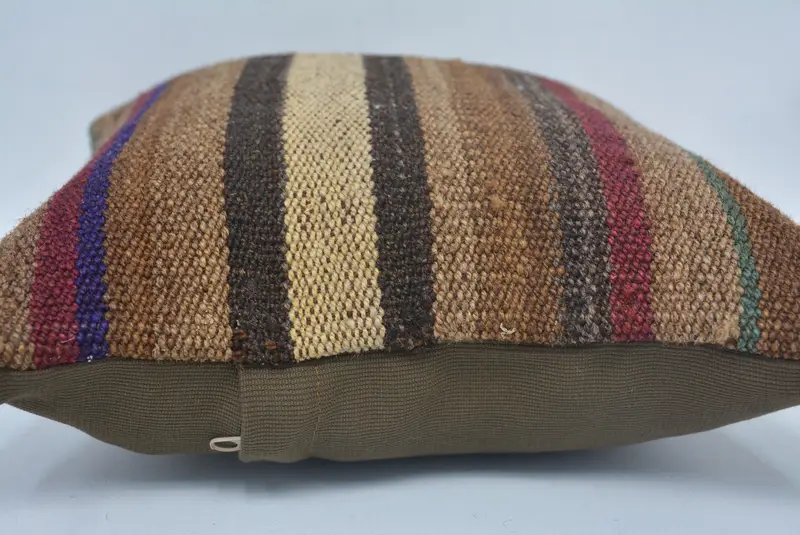 Handmade Kilim Cushion, Sustainable Pillow Case, Vintage Pillow, 12x12 Brown Cushion Cover, Kilim Cushion Sham, Bed Cushion Case, Pillow - 5
