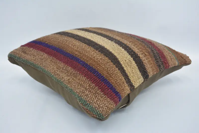 Handmade Kilim Cushion, Sustainable Pillow Case, Vintage Pillow, 12x12 Brown Cushion Cover, Kilim Cushion Sham, Bed Cushion Case, Pillow - 6