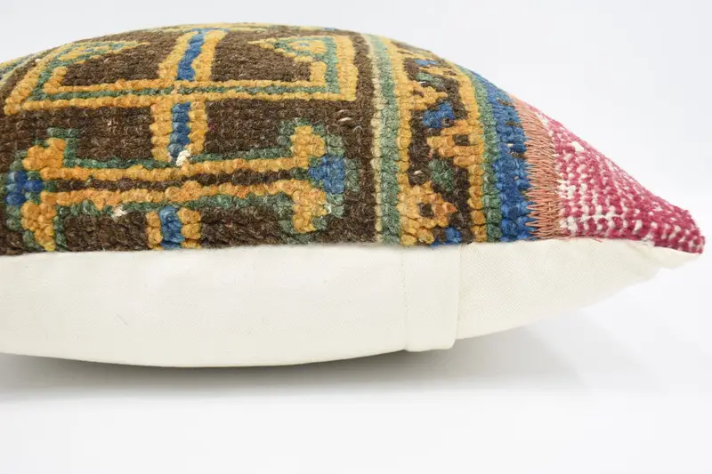 Cushion Case, Vintage Pillow, Turkish Pillow, Ethnical Kilim Rug Pillow, Decorative Cushion Case, 18x18 Orange Cushion Case - 5