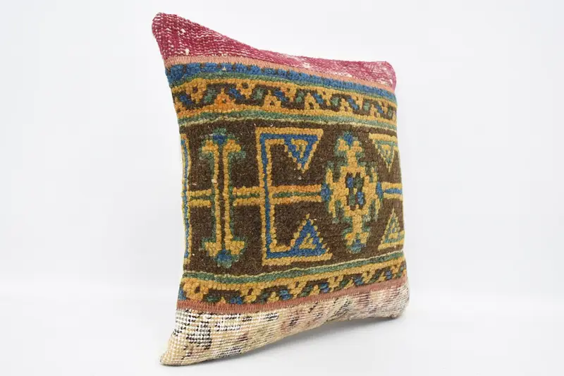 Cushion Case, Vintage Pillow, Turkish Pillow, Ethnical Kilim Rug Pillow, Decorative Cushion Case, 18x18 Orange Cushion Case - 3