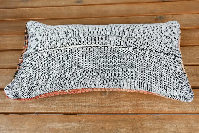 Boho Pillow, Antique Pillows, Pillow Cover, Turkish Bench Pillow Sham, 8x16 Orange Pillow Sham, Vintage Kilim Throw Pillow - 5