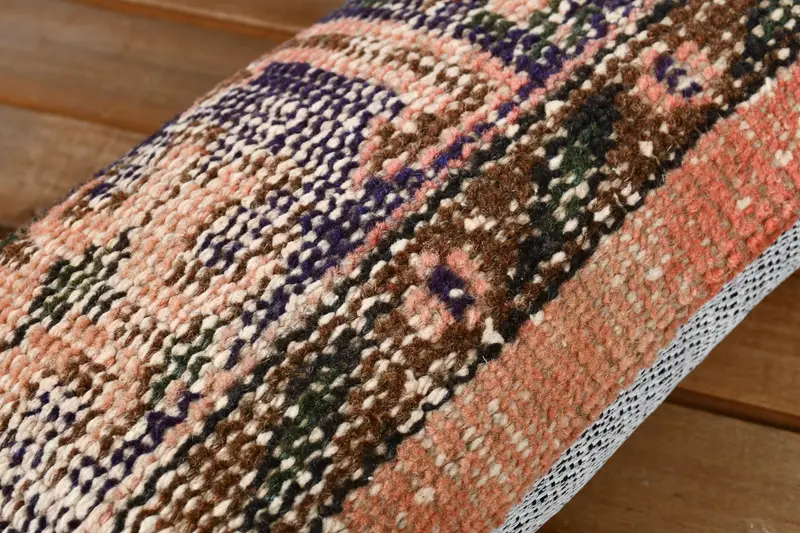 Boho Pillow, Antique Pillows, Pillow Cover, Turkish Bench Pillow Sham, 8x16 Orange Pillow Sham, Vintage Kilim Throw Pillow - 3