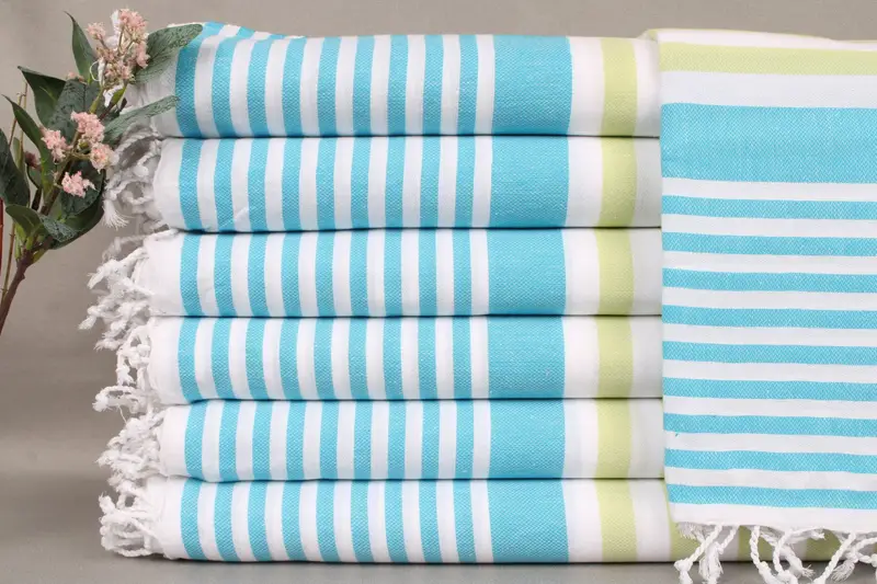 Monogram Beach Towel Turquoise-Pistachio Green Striped, 36x67 Inches