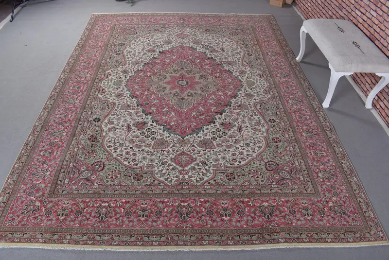 Kırmızı Çiçekli Halı, 0.7x11.3 ft Zarif Kırmızı ve Bej