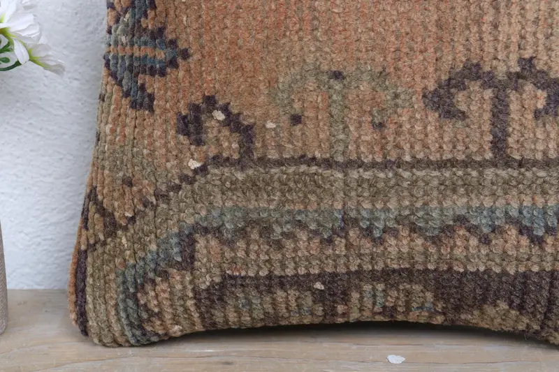 Office Chair Pillow Case, Boho Pillow, Boho Pillow Sham Cover, Shabby Chic Cushion, Cushion Cover, Home Decor Pillow, 12x12 Orange Pillow - 3