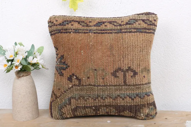 Office Chair Pillow Case, Boho Pillow, Boho Pillow Sham Cover, Shabby Chic Cushion, Cushion Cover, Home Decor Pillow, 12x12 Orange Pillow - 2