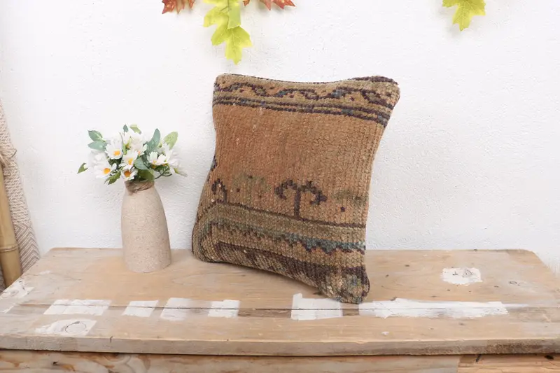 Office Chair Pillow Case, Boho Pillow, Boho Pillow Sham Cover, Shabby Chic Cushion, Cushion Cover, Home Decor Pillow, 12x12 Orange Pillow - 4